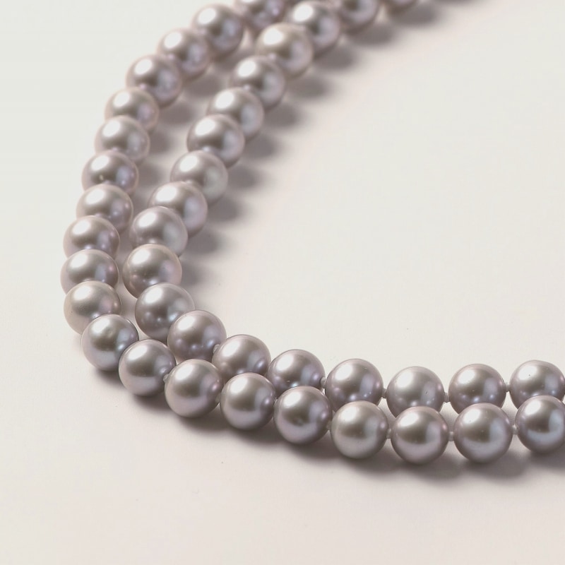 Rudy(ルディー) 淡水パールグレー・セミラウンドスーパーロングネックレス