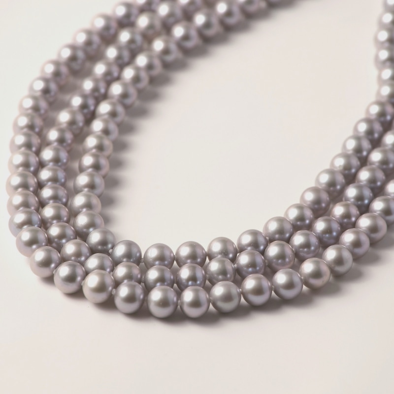 Rudy(ルディー) 淡水パールグレー・セミラウンドスーパーロングネックレス