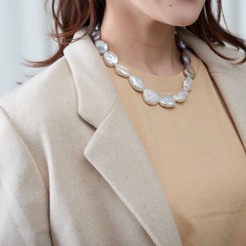 Brandy(ブランディ) 淡水パールフラットバロックコンビカラーネックレス