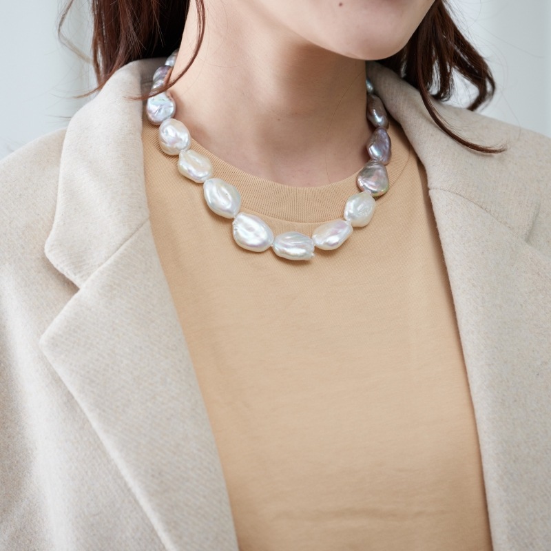 Brandy(ブランディ) 淡水パールフラットバロックコンビカラーネックレス