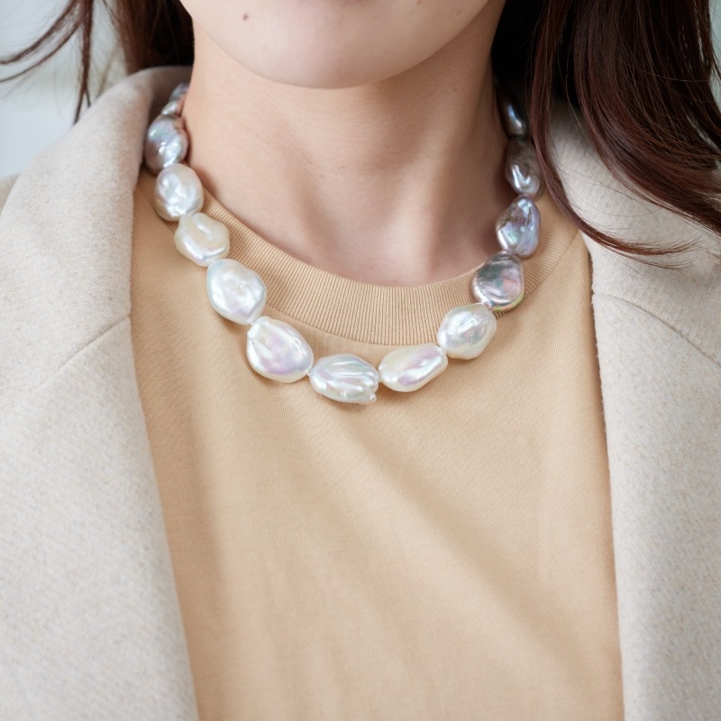 Brandy(ブランディ) 淡水パールフラットバロックコンビカラーネックレス