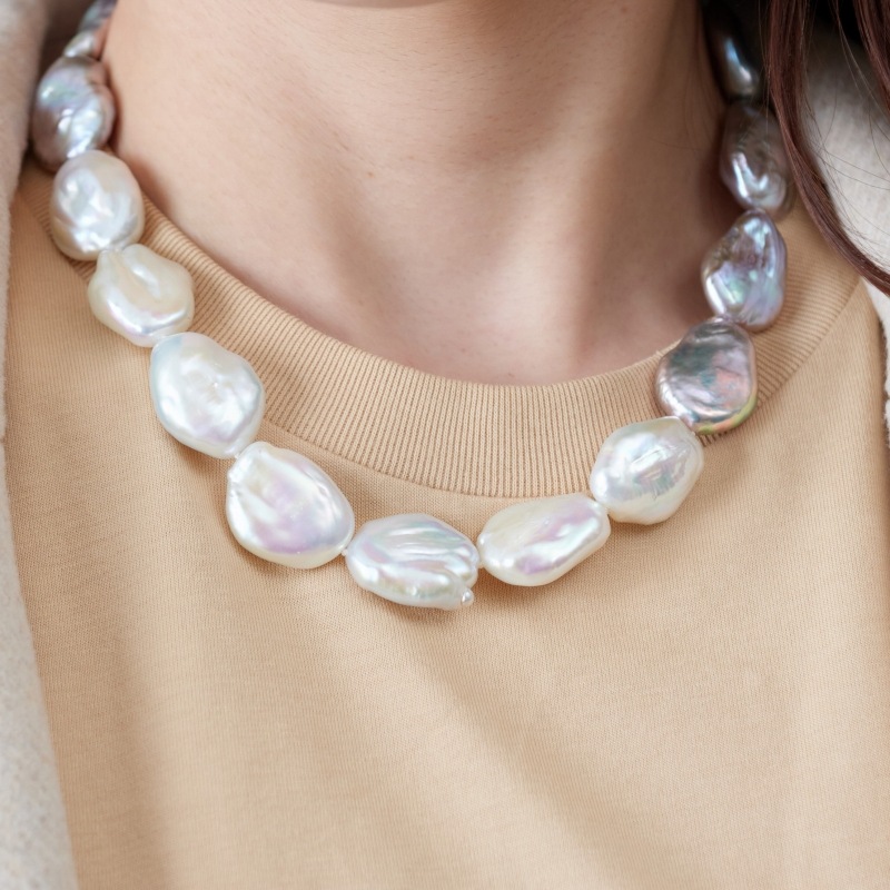 Brandy(ブランディ) 淡水パールフラットバロックコンビカラーネックレス