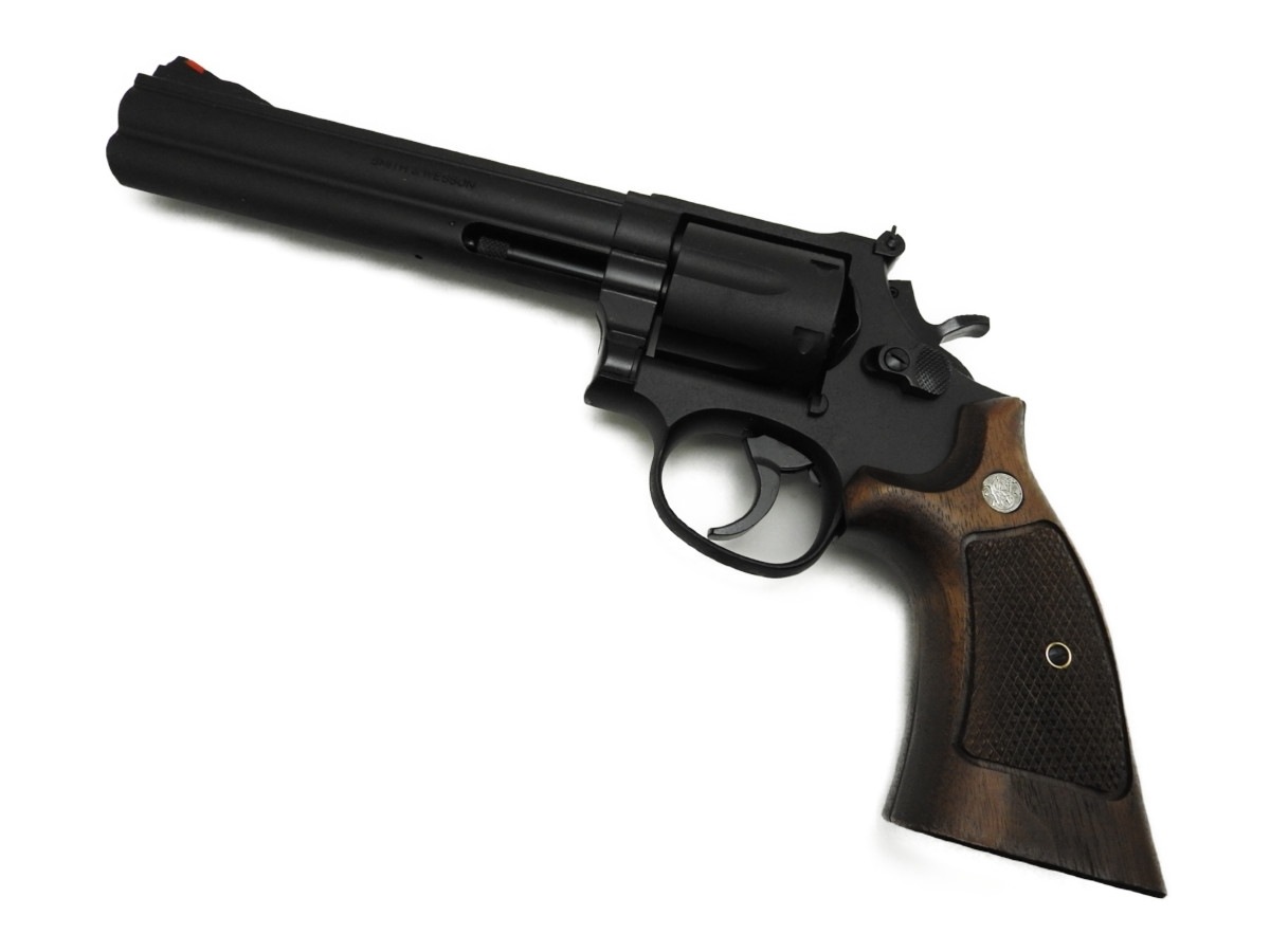 マルシン MARUSHIN  モデルガン S＆W M586 6インチ HW ハーフチェッカー 木製グリップ付 発火式 完成品 (4920136010833)|M|ブランド