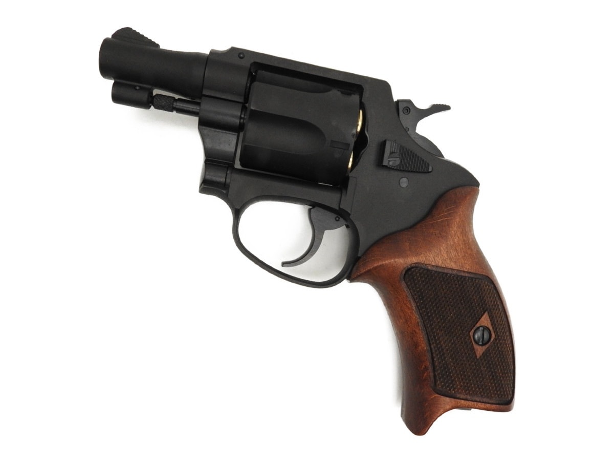 マルシン MARUSHIN  ガスガン ポリスリボルバー 51ミリ銃身 2インチ ブラックヘビーウェイト ハーフチェッカー 木製グリップ仕様 18歳以上 (4920136064089)R3|M|ブラン