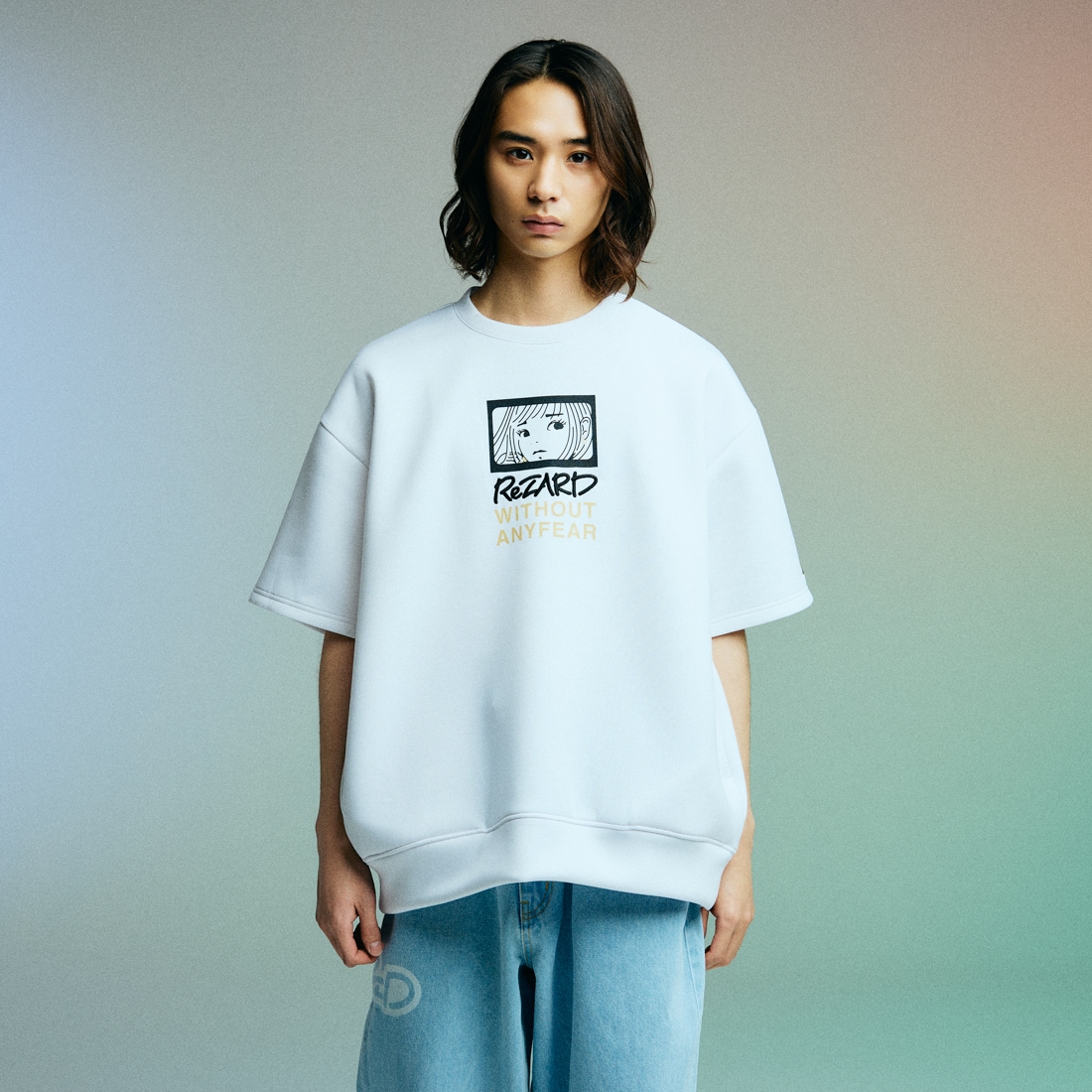 ReZARD  Masato YamaguchiGirl Print Half Sleeve Sweat