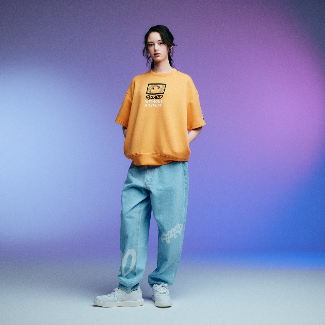 ReZARD  Masato YamaguchiGirl Print Half Sleeve Sweat