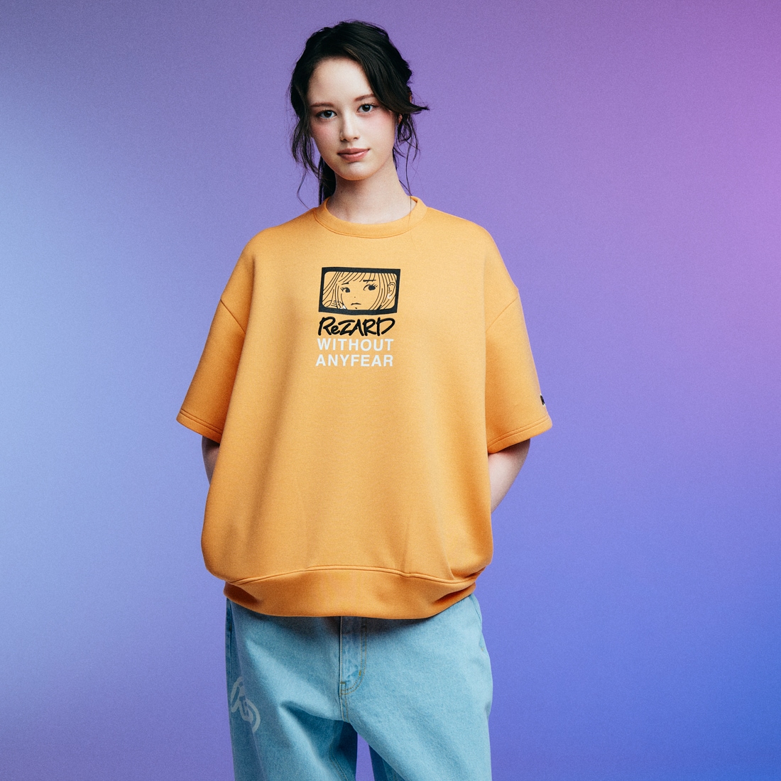 ReZARD  Masato YamaguchiGirl Print Half Sleeve Sweat