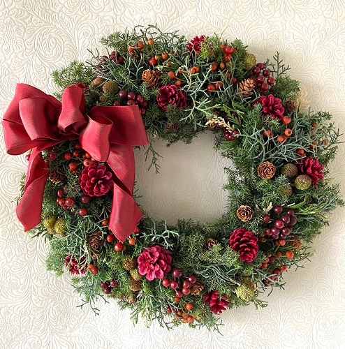 落ち着いた色合い 大人のクリスマスリース 商品一覧 イベントのお花 ココロno定期便