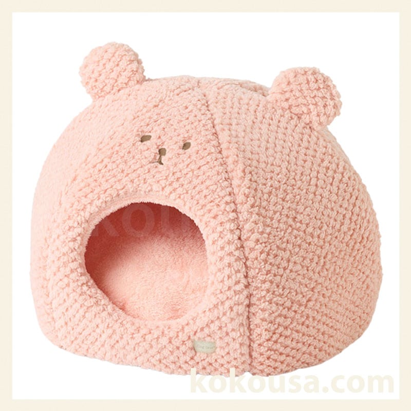 くまさんのモコモコベッド マカロンピンク