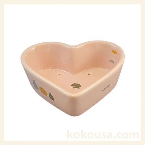 うさぎのハート型コーナー食器（陶器製）