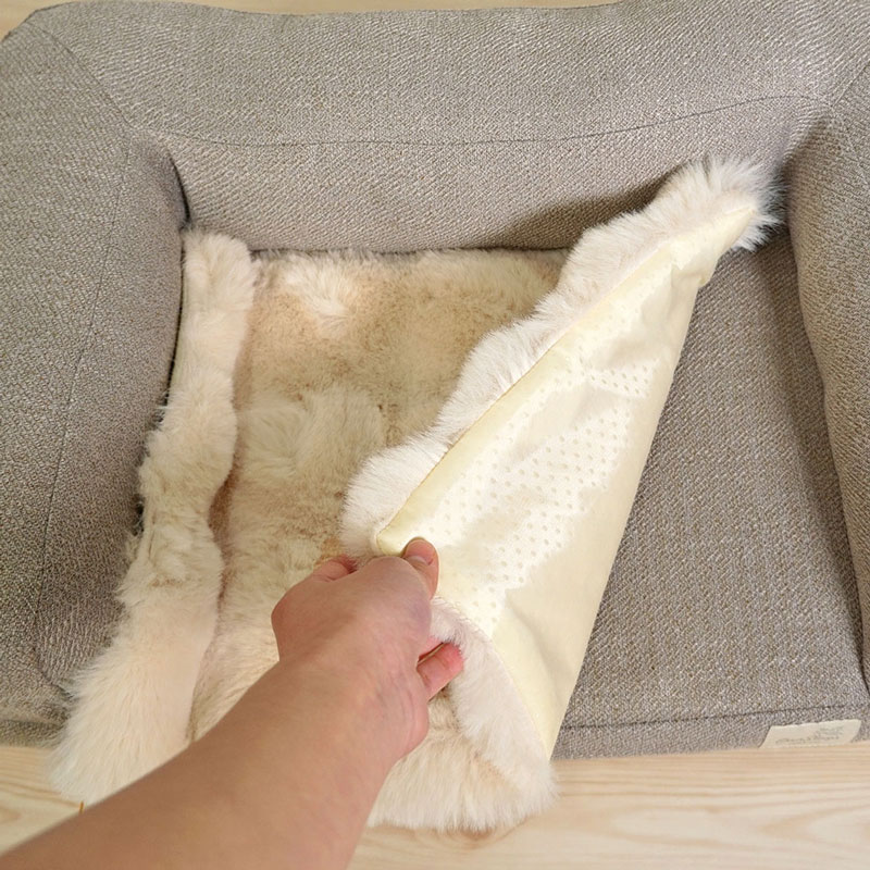 ブロックファー敷パッド モカ