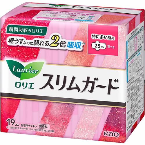 ロリエ　スリムガード　特に多い昼用　羽つき　【19コ入】(花王)　「(○)店舗取置可」