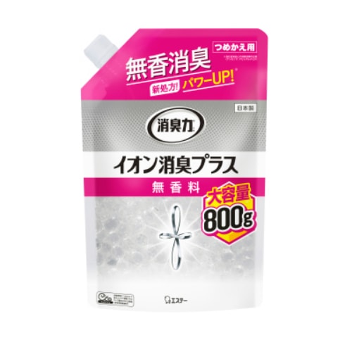 消臭力クリアビーズ　イオン消臭プラス　大容量　つめかえ　無香料【800g】（エステー）　