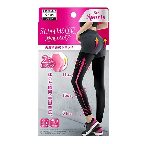 スリムウォーク　ビューアクティ　美脚＆美尻レギンス ブラック S～M　【1足】(ピップ)　「(×)店舗取置不可」