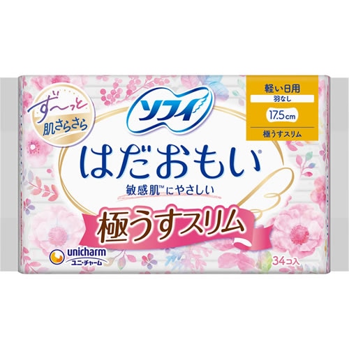 【得ダ値ＧＯＧＯ】ソフィ　はだおもい　極うすスリム　軽い日用　175羽なし　【34コ入】(ユニ・チャーム)　「(○)店舗取置可」