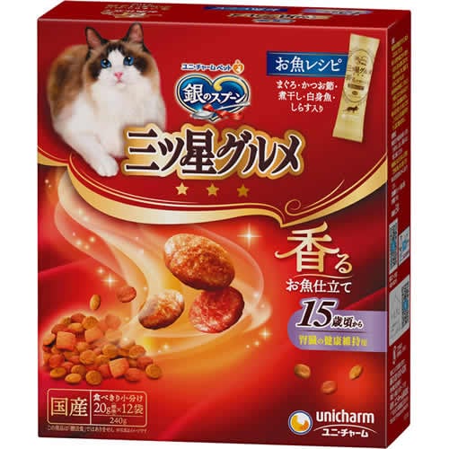 【得ダ値ＧＯＧＯ】銀のスプーン　三ツ星グルメ　香るお魚仕立て　15歳頃から　お魚レシピ　【240g】(ユニ・チャーム)