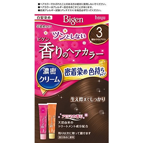 ビゲン　香りのヘアカラー　クリーム　３　明るいライトブラウン　【1セット】(ホーユー)　「(○)店舗取置可」