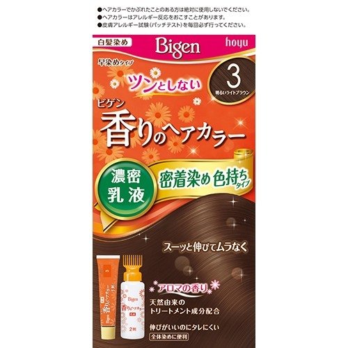 ビゲン　香りのヘアカラー　乳液　３　明るいライトブラウン　【40ｇ+60ｍｌ】(ホーユー)