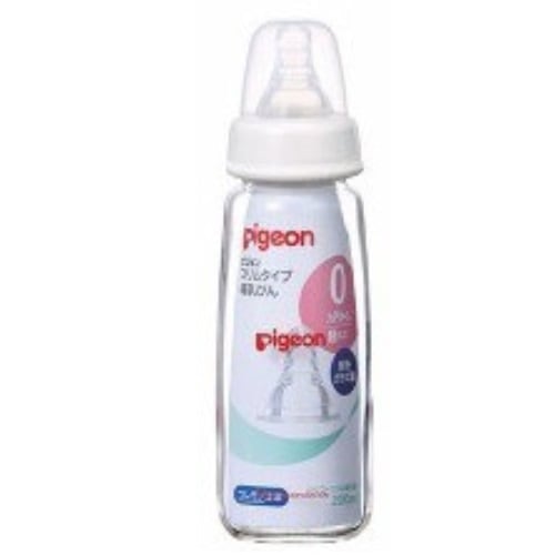 スリムタイプ哺乳びん　耐熱ガラス製（シリコーンゴム製乳首　１個入）【２００ｍｌ】（ピジョン）　