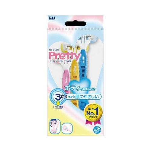 プリティー ボディ Ｔ ３枚刃  ＢＳＴ３Ｌ-４Ｐ１【３本】（貝印カミソリ）　「(○)店舗取置可」