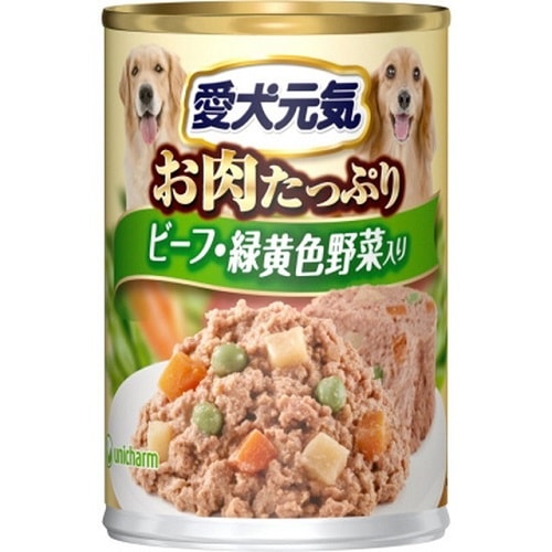 愛犬元気　缶　ビーフ＆緑黄色野菜入り　【375g】(ユニ・チャーム)　
