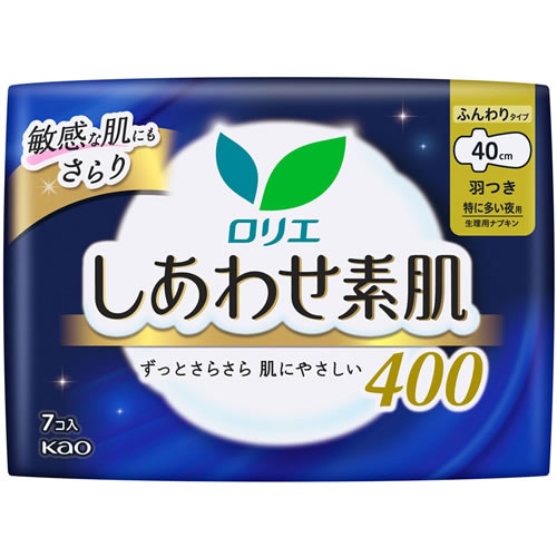 ロリエ　しあわせ素肌　ふんわりタイプ　特に多い夜用　羽つき　４００　【7コ入】(花王)　