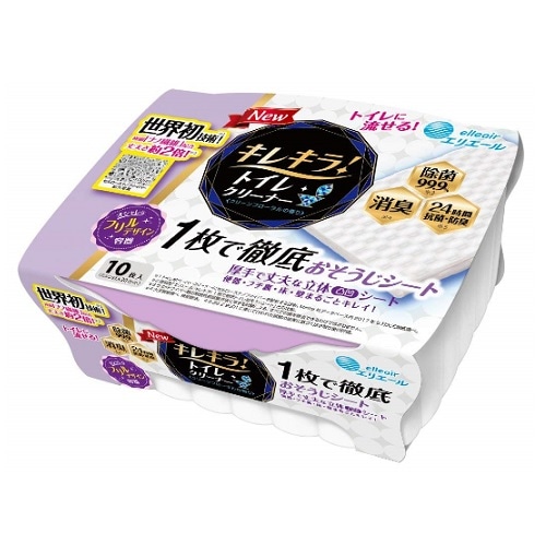 キレキラ！ トイレクリーナー 1枚で徹底おそうじシート クリーンフローラルの香り 本体　【１０枚入り】(大王製紙)　