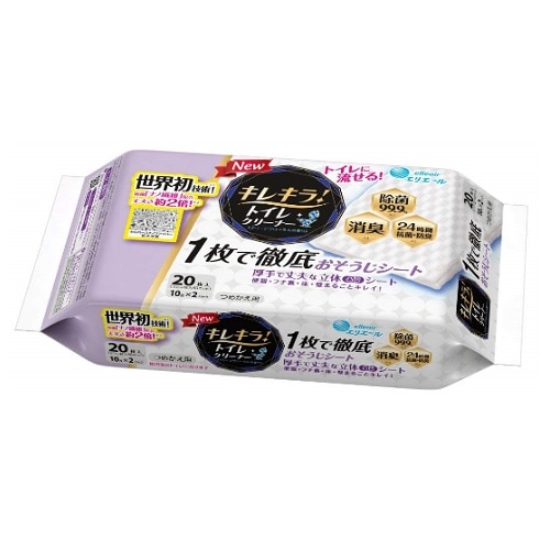 キレキラ！ トイレクリーナー 1枚で徹底おそうじシート クリーンフローラル つめかえ用　【２０枚入り】(大王製紙)