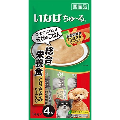 犬用ちゅ～る　総合栄養食　とりささみビーフ入り　【14g×4本入】(いなばペットフード)　