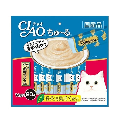 チャオ　ちゅーる　かつお　かつお節ミックス味　【14g×20本入】(いなばペットフード)　「(×)店舗取置不可」