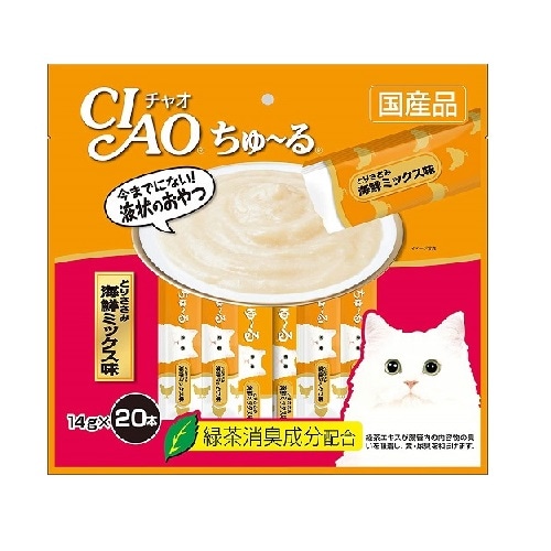 チャオ　ちゅーる　とりささみ　海鮮ミックス味　【14g×20本入】(いなばペットフード)　「(×)店舗取置不可」