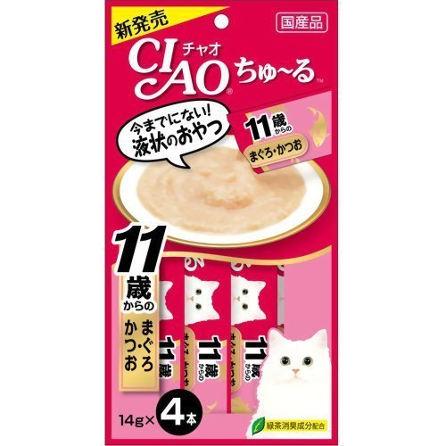 チャオ　ちゅーる　１１歳からのまぐろ・かつお　【14g×4本入】(いなばペットフード)　