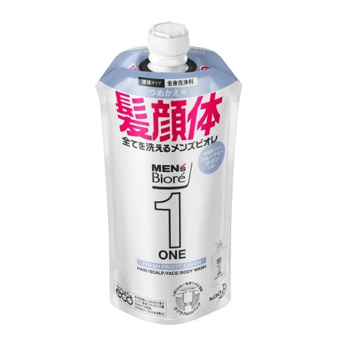 メンズビオレＯＮＥ　オールインワン全身洗浄料　清潔感のあるフルーティーサボンの香り　つめかえ用　【340ml】(花王)「(○)店舗取置可」