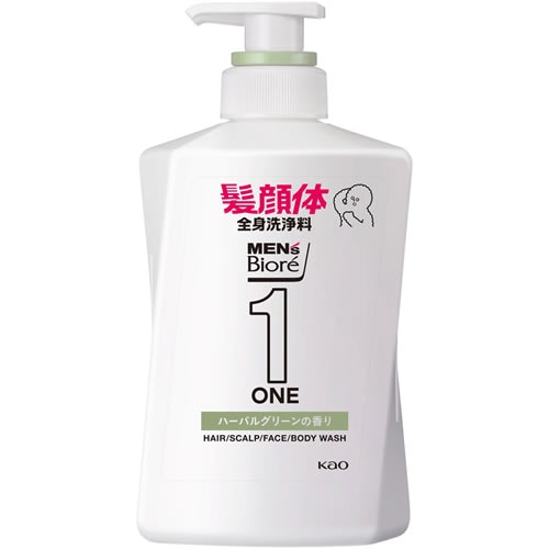 メンズビオレＯＮＥ　オールインワン全身洗浄料　爽やかなハーバルグリーンの香り　本体　【480ml】(花王)