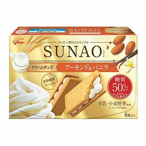 (取り寄せ商品 納期1～2週間)ＳＵＮＡＯ(スナオ)　クリームサンド　アーモンド＆バニラ　【6枚入×7個】(グリコ)　「(×)店舗取置不可」