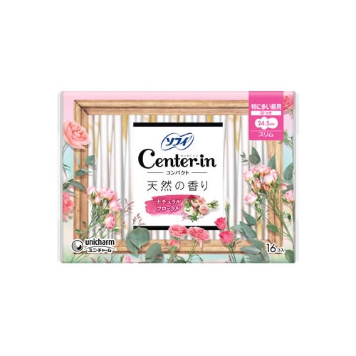 センターイン コンパクト1/2 ナチュラルフローラルの香り 特に多い昼用 【16コ入】(ユニ・チャーム) 「(○)店舗取置可」
