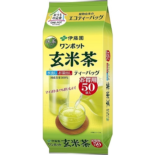 ワンポットエコティーバッグ　抹茶入り玄米茶　【50袋×10個】(伊藤園)　「(×)店舗取置不可」