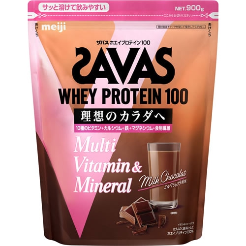 ザバス　ホエイプロテイン100　マルチビタミン＆ミネラル　ミルクショコラ風味　【900g】(明治)