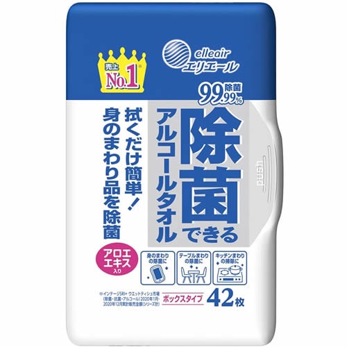 エリエール　除菌できるアルコールタオル　ボックス本体　【42枚入】(大王製紙)　
