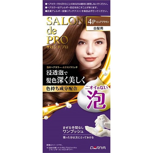 【得ダ値ＧＯＧＯ】サロンドプロ　泡のヘアカラー・エクストラリッチ（白髪用）４Ｐ　ピュアブラウン　【50g+50g】(ダリヤ)