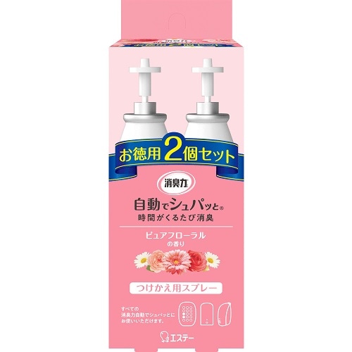 消臭力　自動でシュパッと　つけかえ2個セット　ピュアフローラルの香り　【39ml×2個入】(エステー)　「(○)店舗取置可」