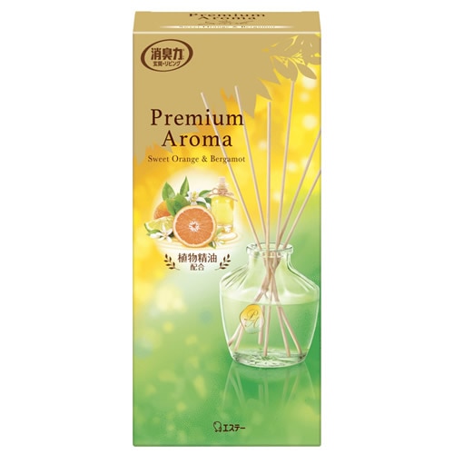 お部屋の消臭力　Premium Aroma Stick(プレミアムアロマスティック)　本体　スイートオレンジ＆ベルガモット　【65mL】(エステー)　