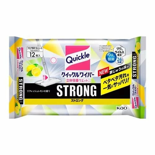 クイックルワイパー　立体吸着ウエットシート　ストロング　リフレッシュレモンの香り　【12枚】(花王)　「(○)店舗取置可」