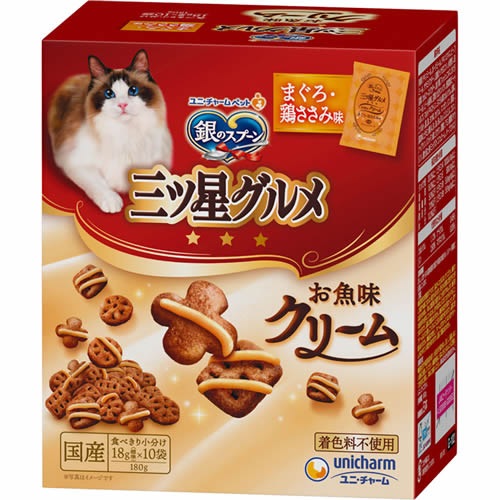 銀のスプーン　三ツ星グルメ　お魚味クリーム　まぐろ・鶏ささみ味　【180g】(ユニ・チャーム)　「(○)店舗取置可」