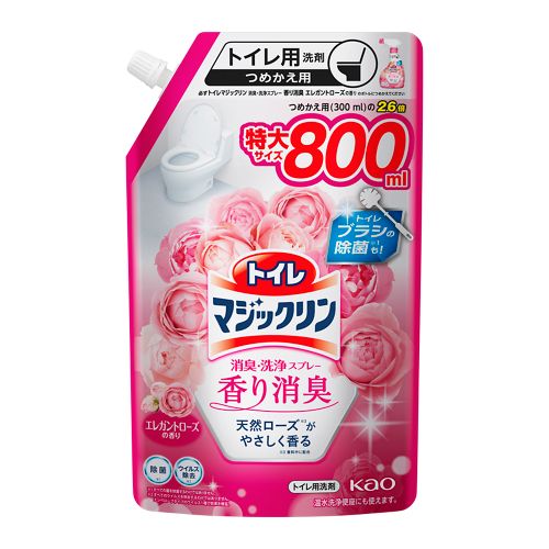 トイレマジックリン消臭・洗浄スプレー　香り消臭　エレガントローズの香り　つめかえ用　【800ml】(花王)　「(○)店舗取置可」