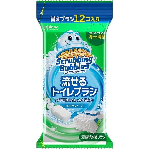 スクラビングバブル　流せるトイレブラシ　フローラルソープ　替えブラシ　【12個入】(ジョンソン)　