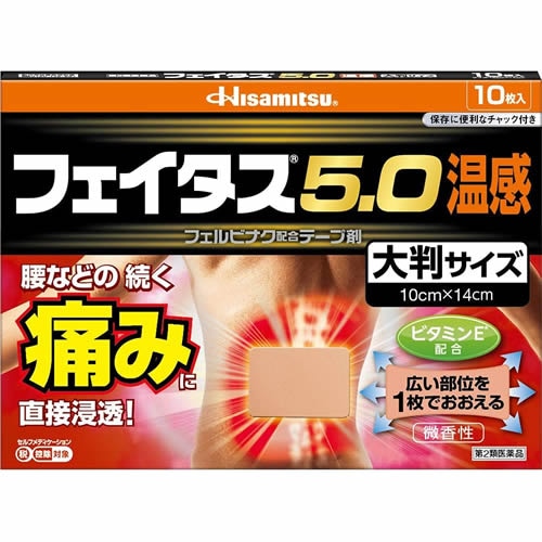 【得ダ値ＧＯＧＯ】★【第2類医薬品】フェイタス5.0温感 大判サイズ　【10枚】(久光製薬)【セルフメディケーション税制対象】　「(○)店舗取置可」