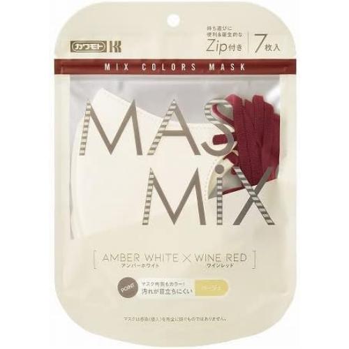 MASMiX(マスミックス)　アンバーホワイト×ワインレッド　【7枚入】(川本産業)　10個セット