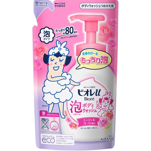 ビオレｕ　泡で出てくるボディウォッシュ　エンジェルローズの香り　つめかえ用　【480ml】(花王)　