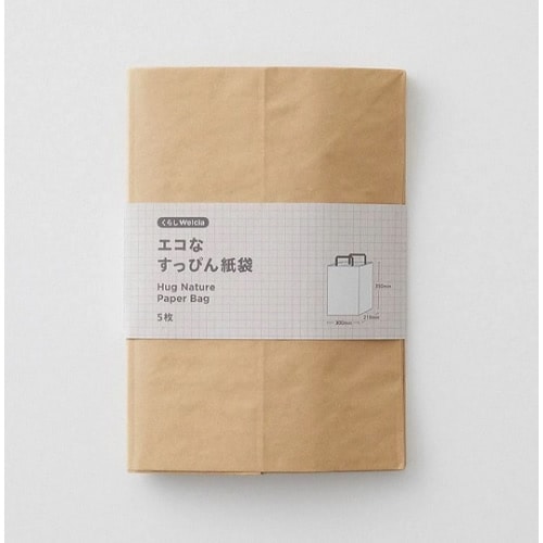 くらしWelcia　エコなすっぴん紙袋【５枚】(ウエルシア)「(×)店舗取置不可」